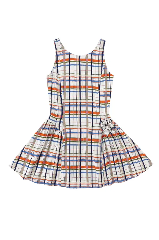 Barefoot Mini Dress Soft Linen Deck Chair Plaid made by Fashion Brand Company