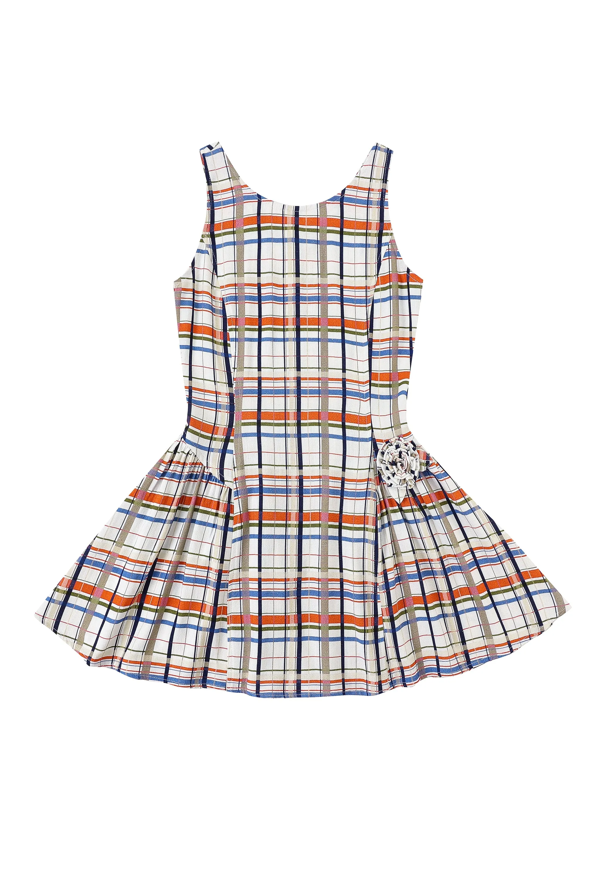 Barefoot Mini Dress Soft Linen Deck Chair Plaid sold by Fashion Brand Company