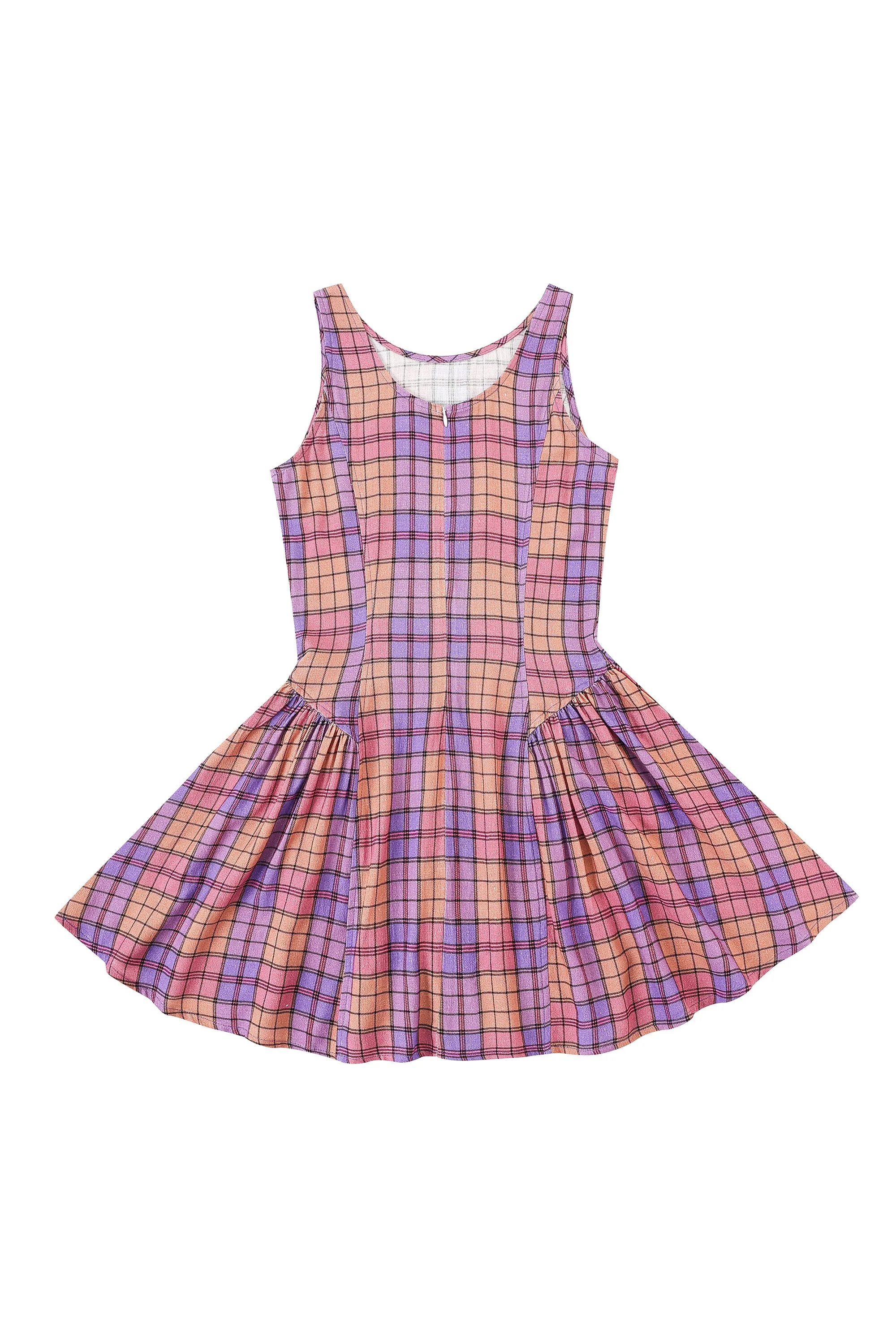 Barefoot Mini Dress Soft Linen Purple Plaid sold by Fashion Brand Company product image thumbnail 5