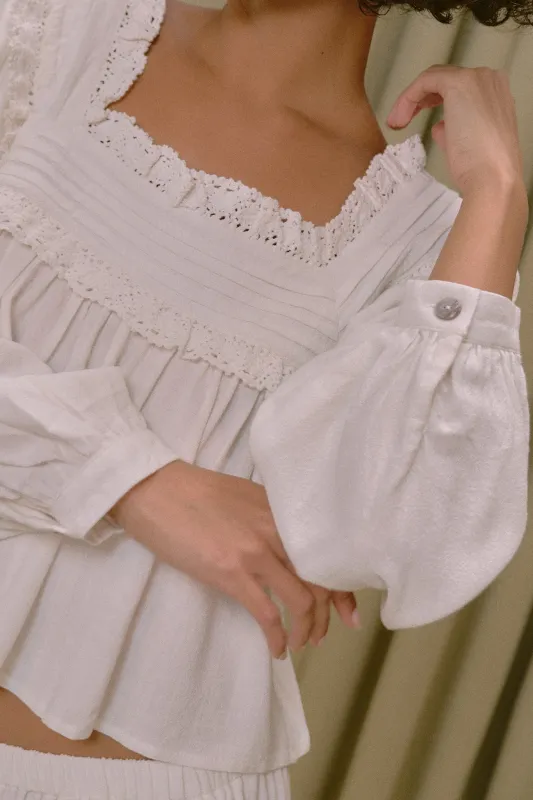 Esther Soft Linen Blouse White made by Fashion Brand Company