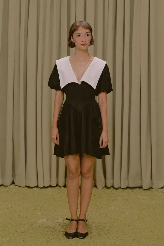 Puritan Soft Linen Mini Dress Black made by Fashion Brand Company