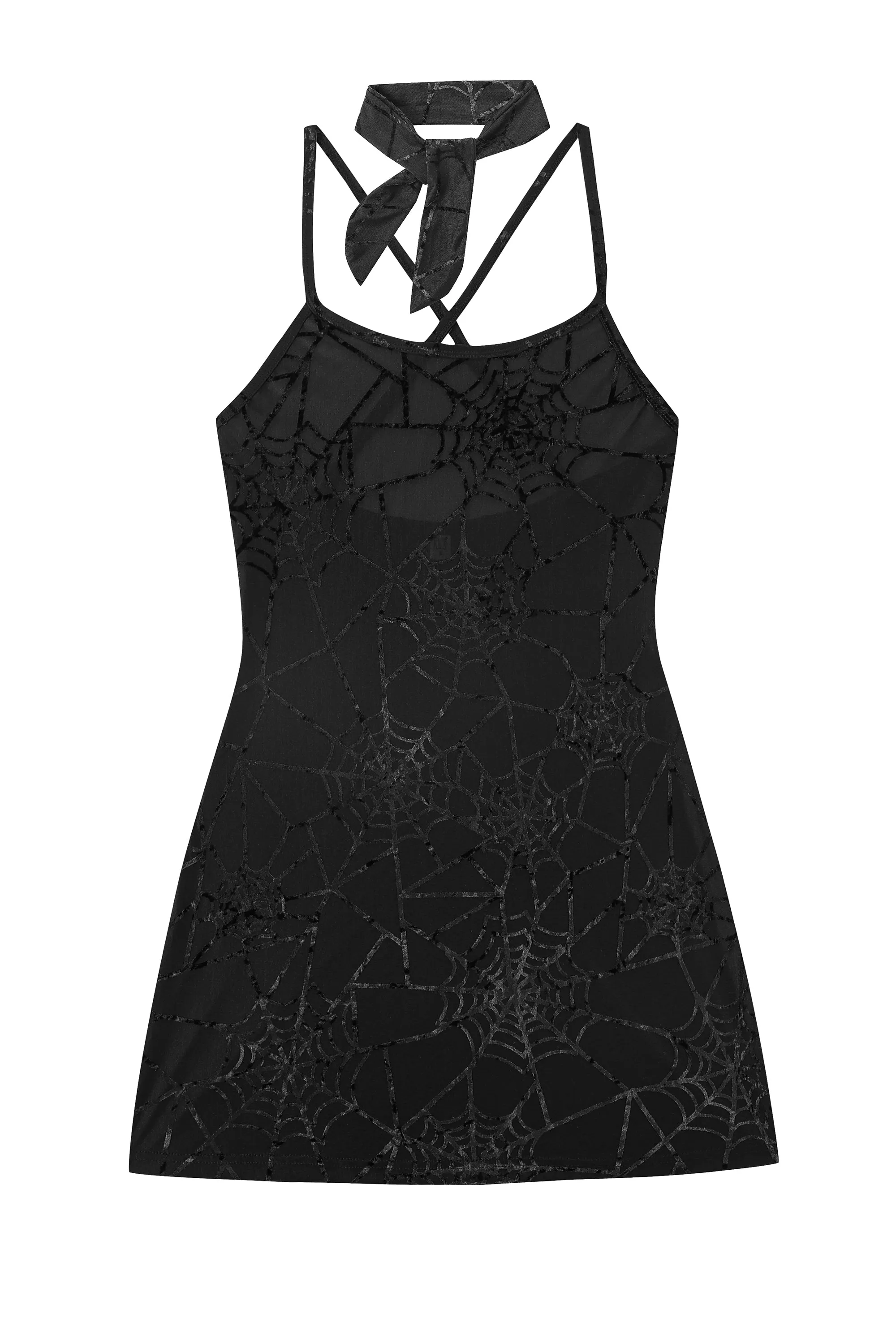 Black Widow Mesh Mini Dress With Scarf sold by Fashion Brand Company product image thumbnail 5