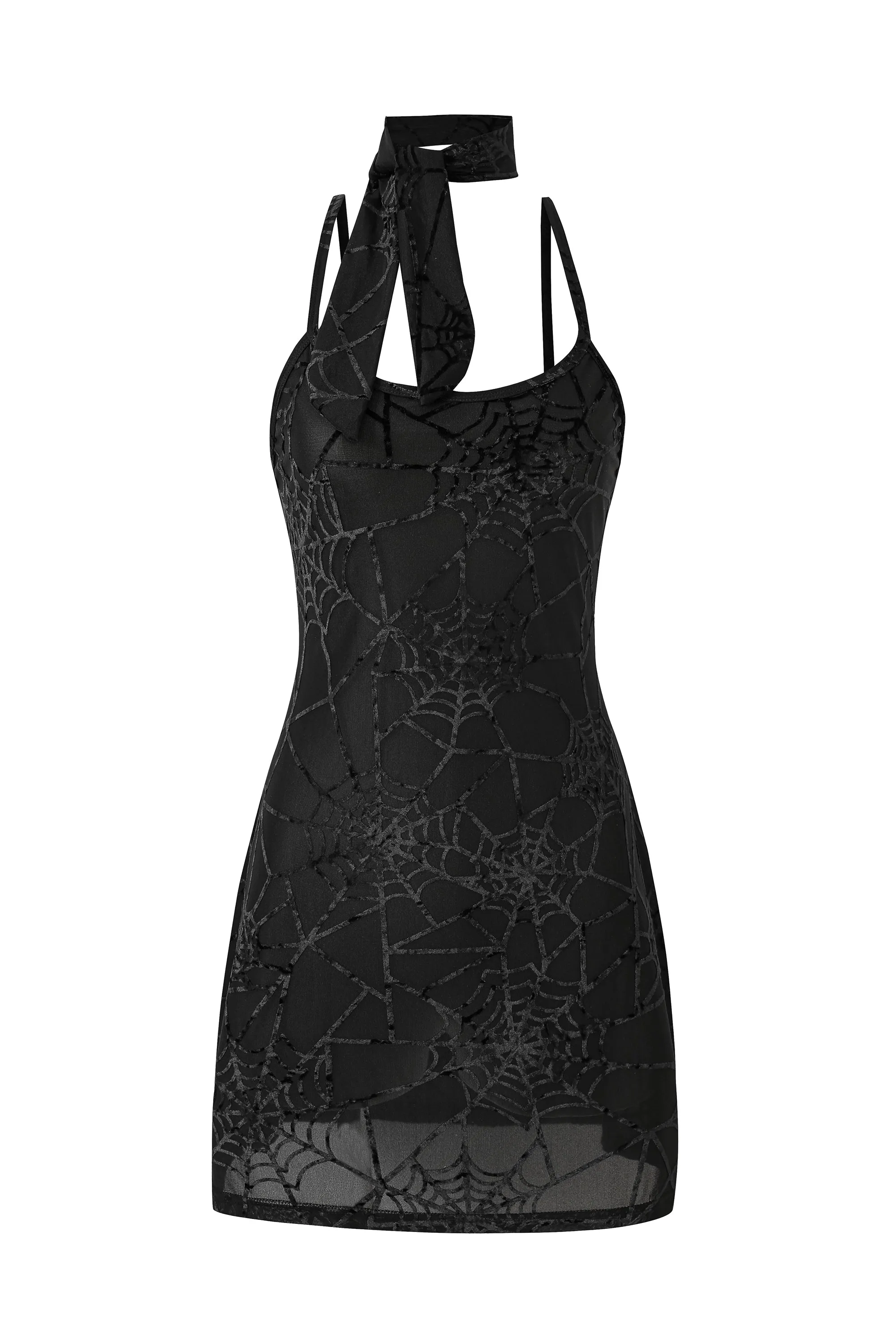 Black Widow Mesh Mini Dress With Scarf sold by Fashion Brand Company product image thumbnail 4