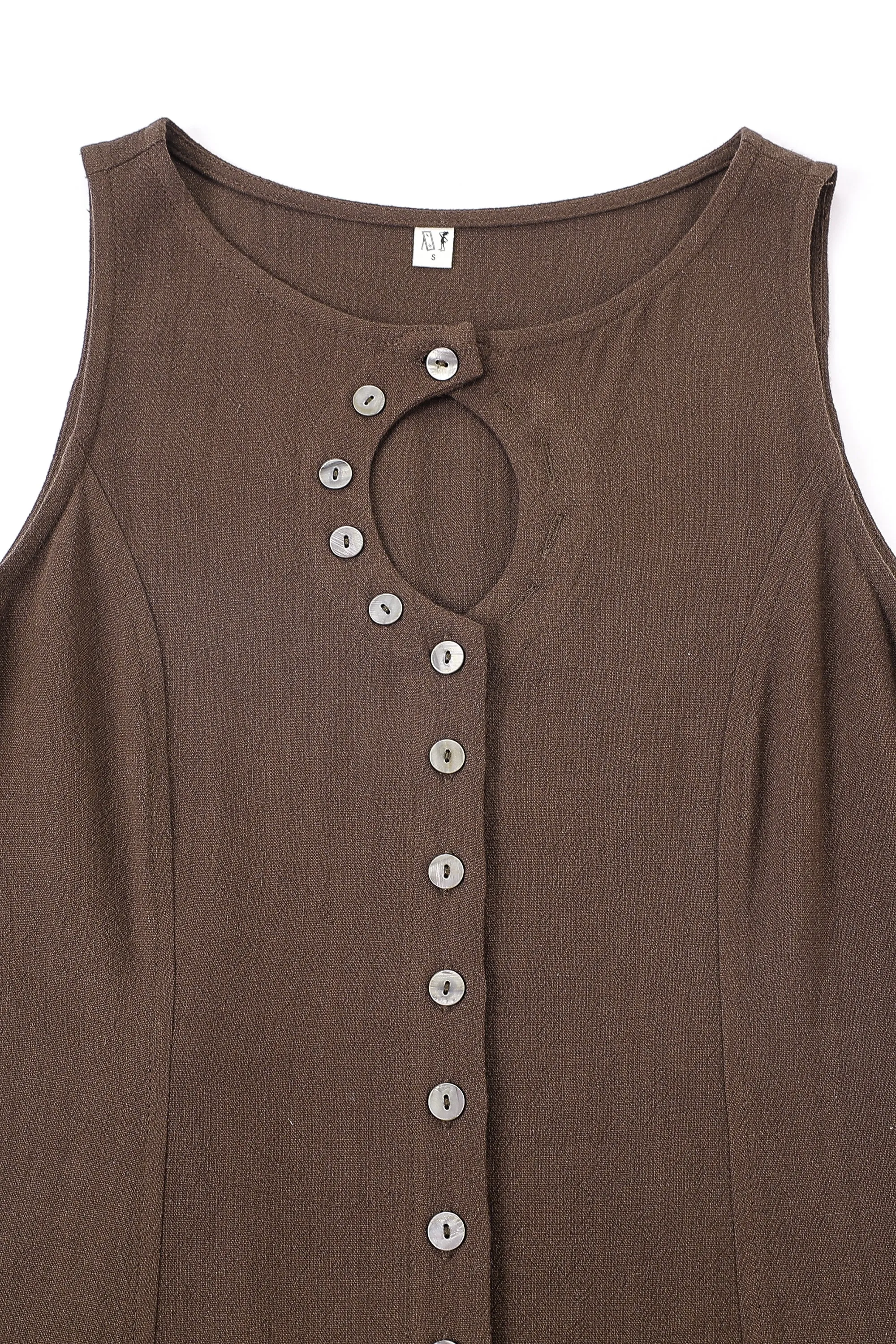 Unbuttoned Soft Linen Mini Dress Brown sold by Fashion Brand Company product image thumbnail 4