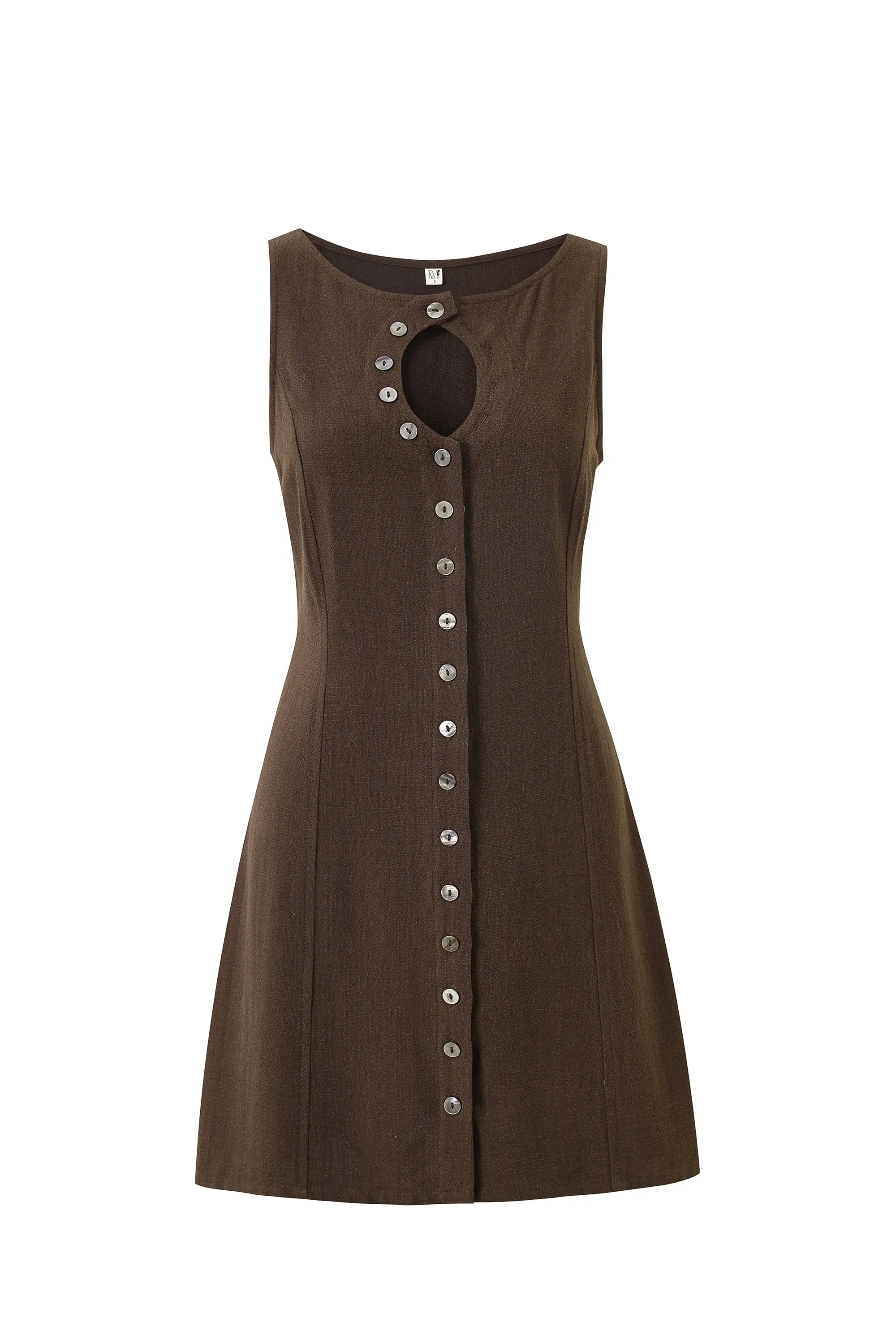 Unbuttoned Soft Linen Mini Dress Brown sold by Fashion Brand Company product image thumbnail 2