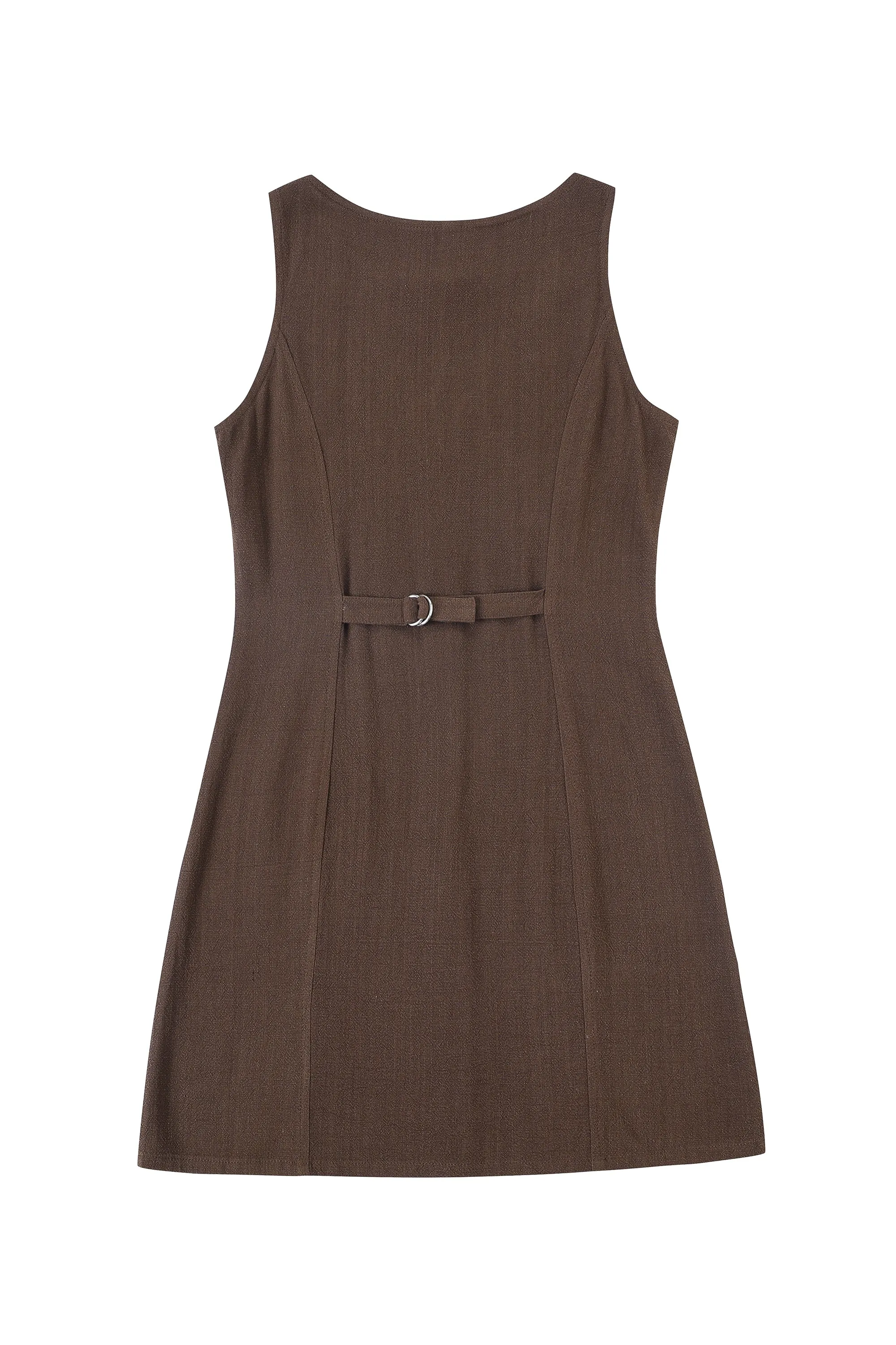 Unbuttoned Soft Linen Mini Dress Brown sold by Fashion Brand Company product image thumbnail 5