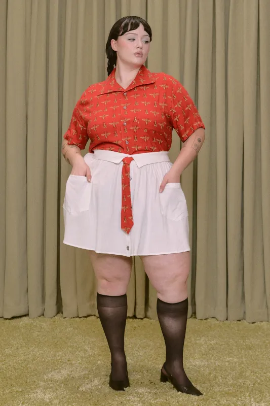 Business Tie Mini Skirt Linen White made by Fashion Brand Company