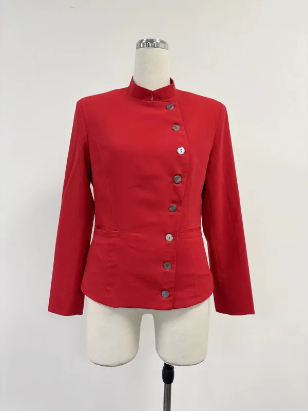 SAMPLE #415 - S/M Asymmetrical Button Blazer - Red made by Fashion Brand Company