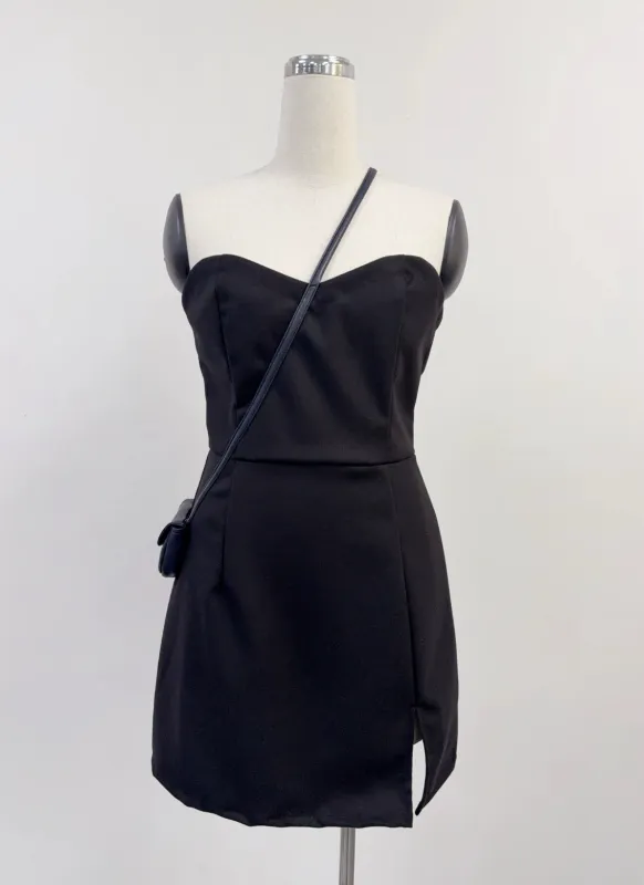 SAMPLE #412 - S/M Sweetheart Purse Mini Dress - Black / Navy made by Fashion Brand Company
