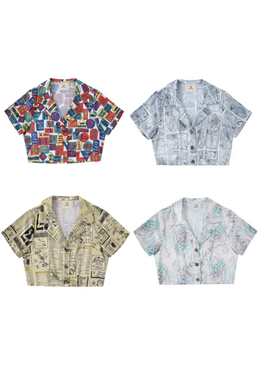 Scrap Satin Crop Button Up sold by Fashion Brand Company