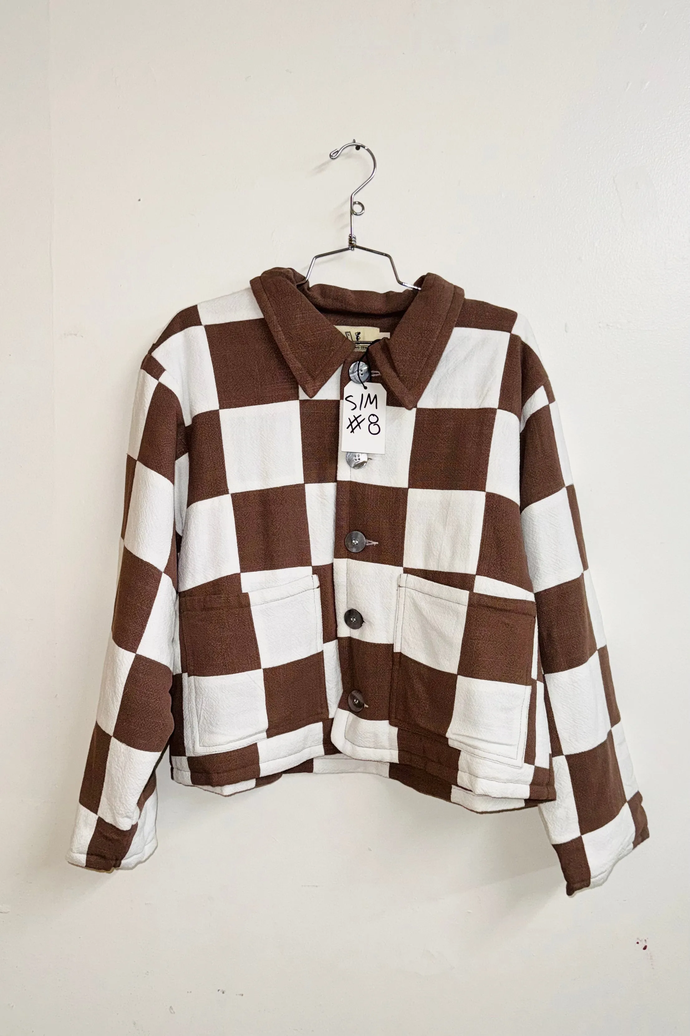 Scrap #8 - S/M Brown/White Chessboard Crop Jacket sold by Fashion Brand Company