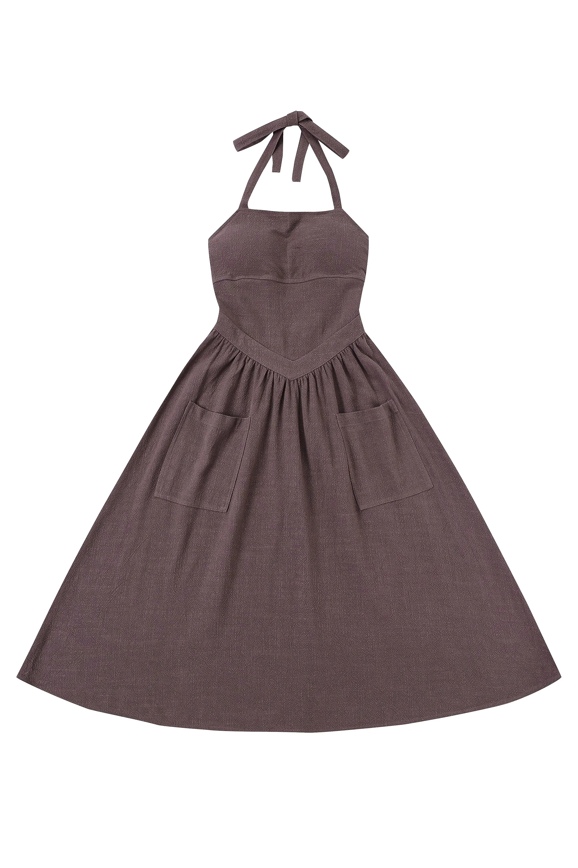 Brown Linen Apron Dress sold by Fashion Brand Company product image thumbnail 2