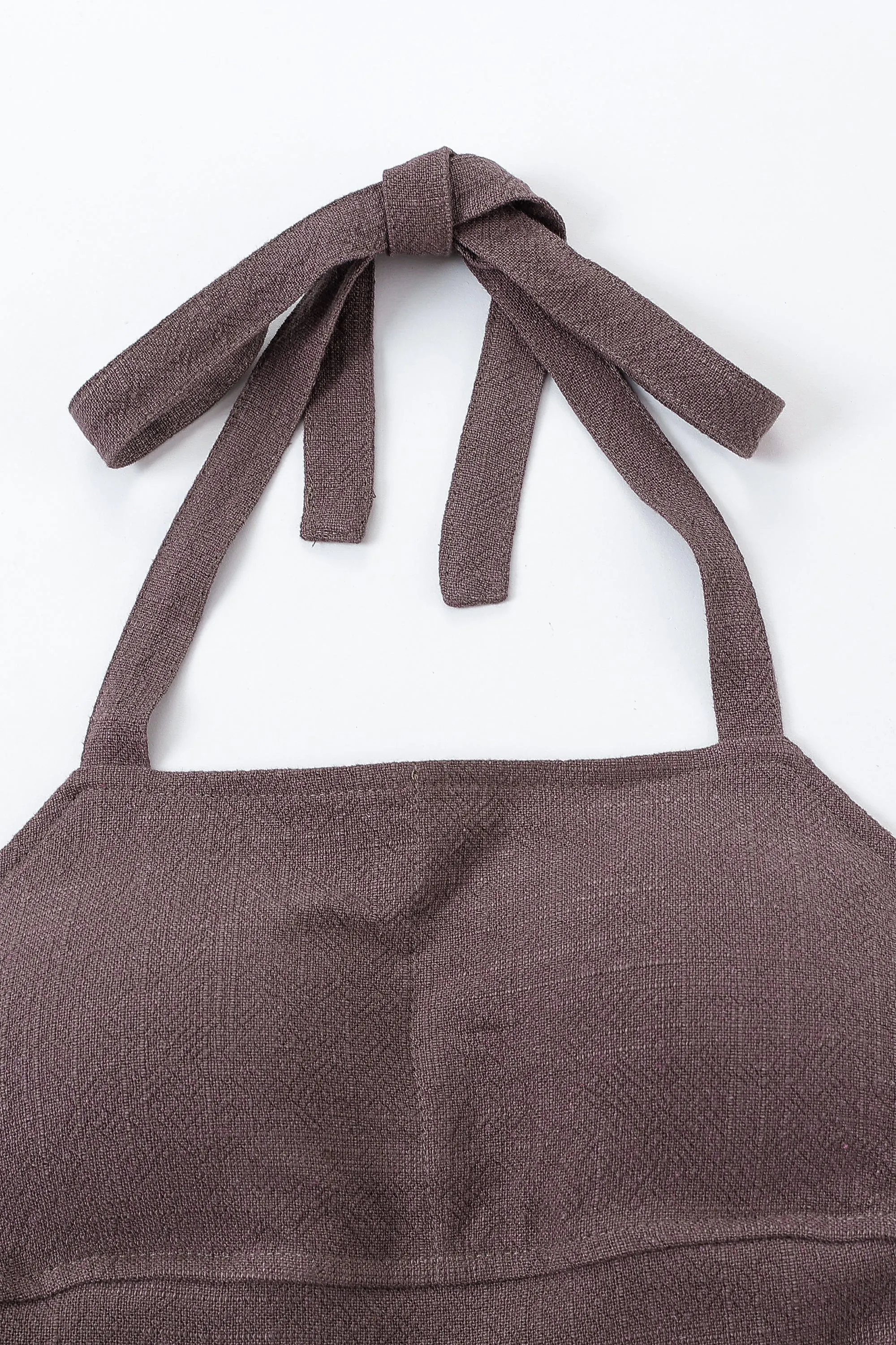 Brown Linen Apron Dress sold by Fashion Brand Company product image thumbnail 3
