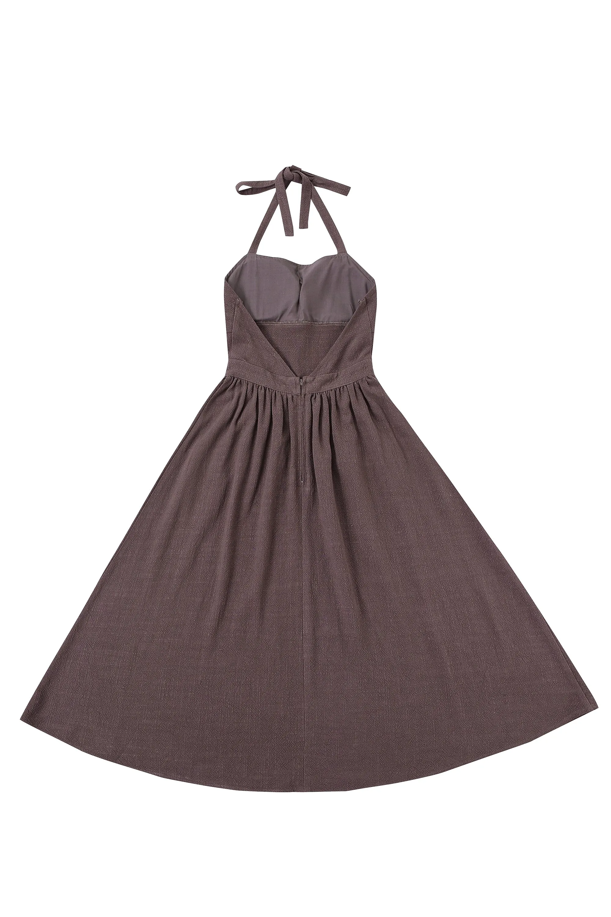 Brown Linen Apron Dress sold by Fashion Brand Company product image thumbnail 4