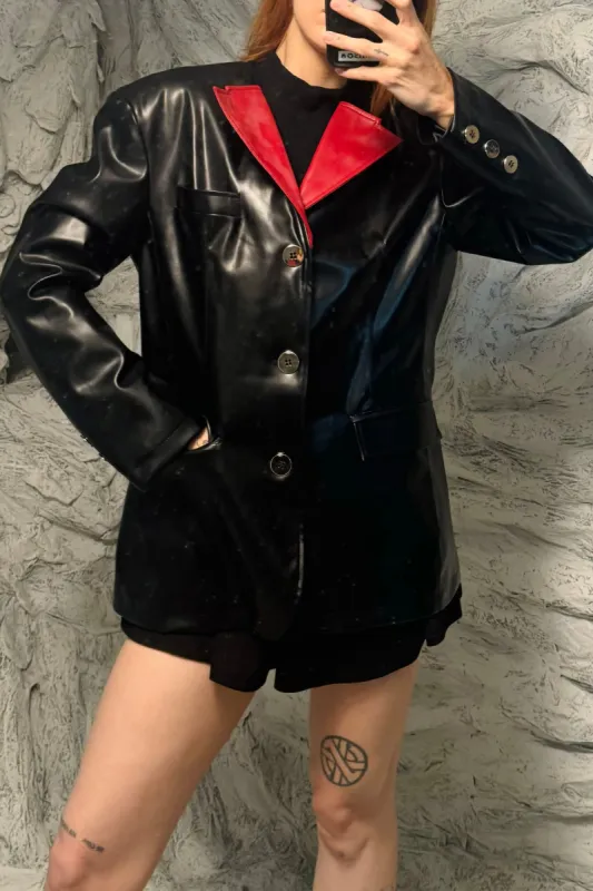 SAMPLE #152- S Faux Plant Leather Blazer made by Fashion Brand Company