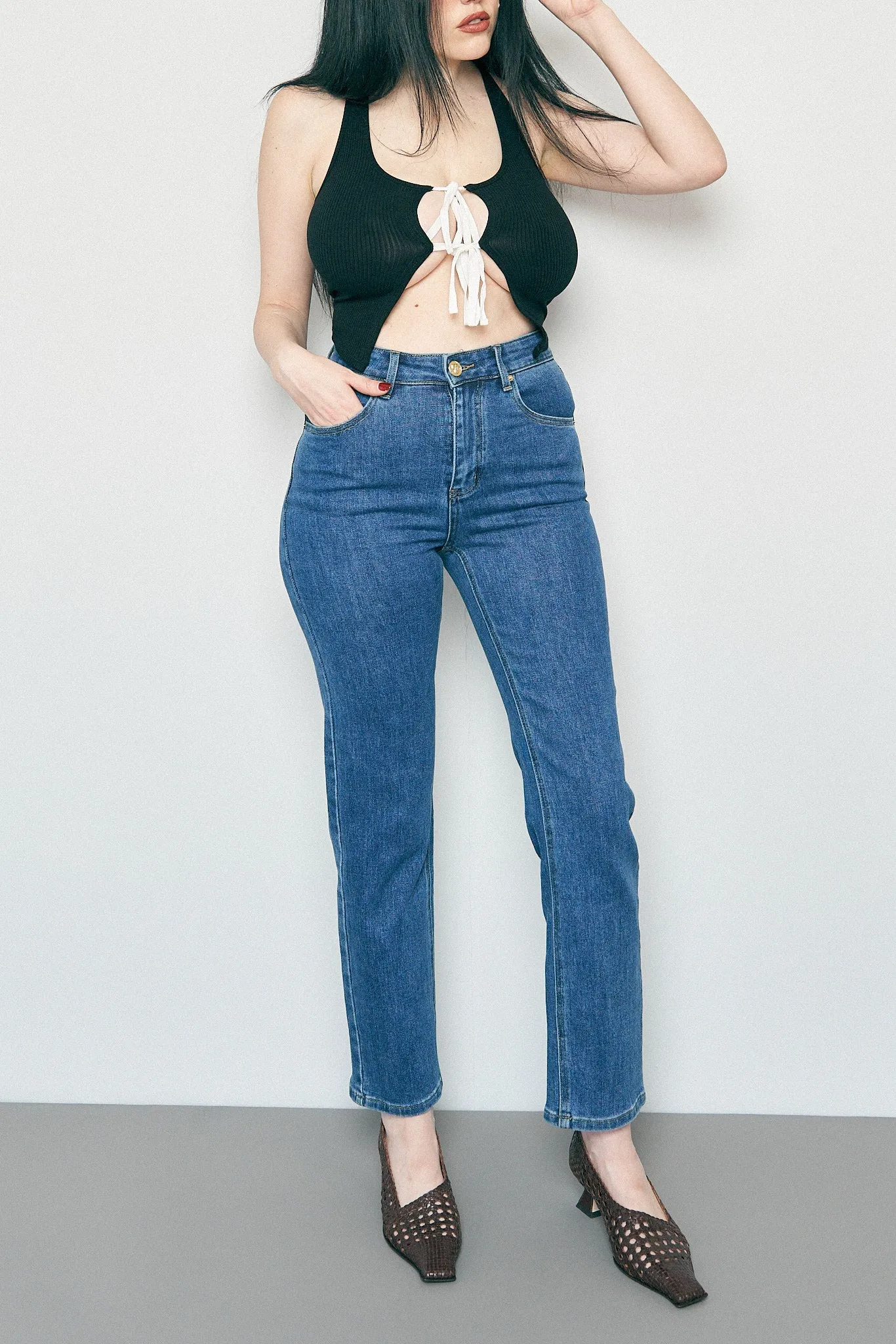 Black Tencel Tie Top sold by Fashion Brand Company product image thumbnail 4