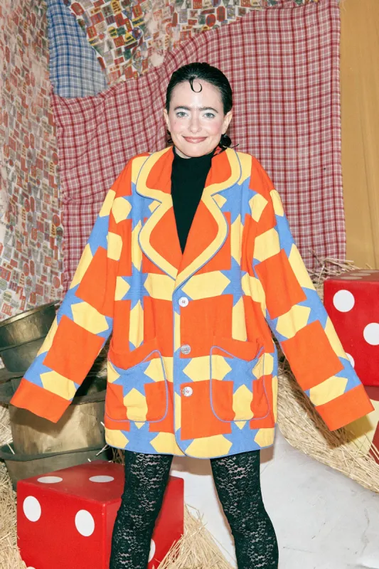 1 left - Sawtooth Star Quilted Thick Linen Clown Coat made by Fashion Brand Company