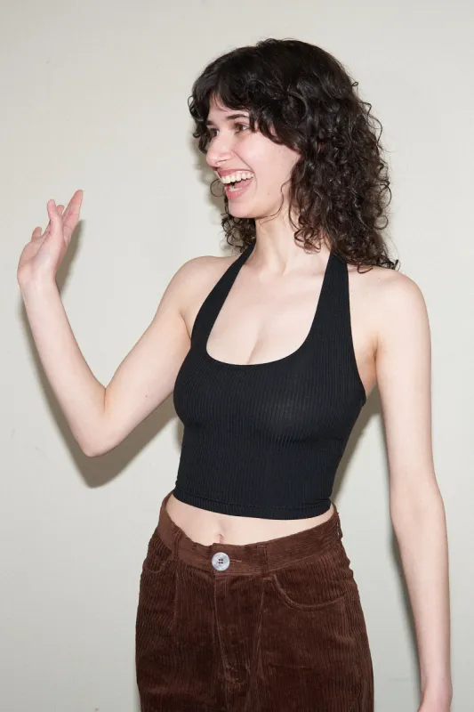 Tencel Rib Halter Top Black sold by Fashion Brand Company
