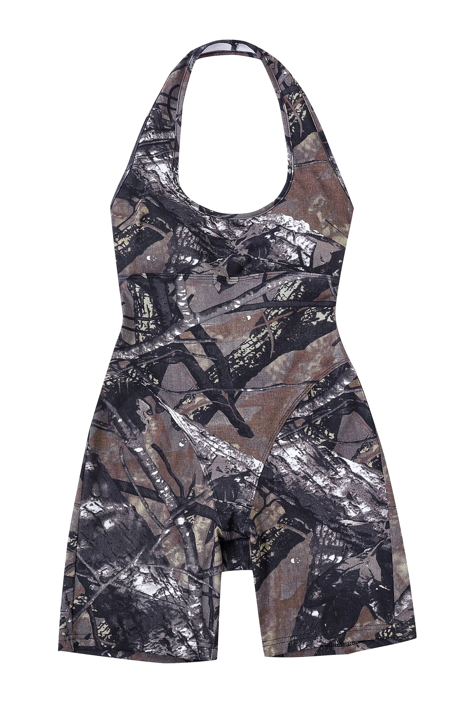 Forest Camo Yoga Romper sold by Fashion Brand Company product image thumbnail 2