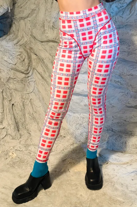 SAMPLE #171 - S Big Plaid Linen Leggings made by Fashion Brand Company