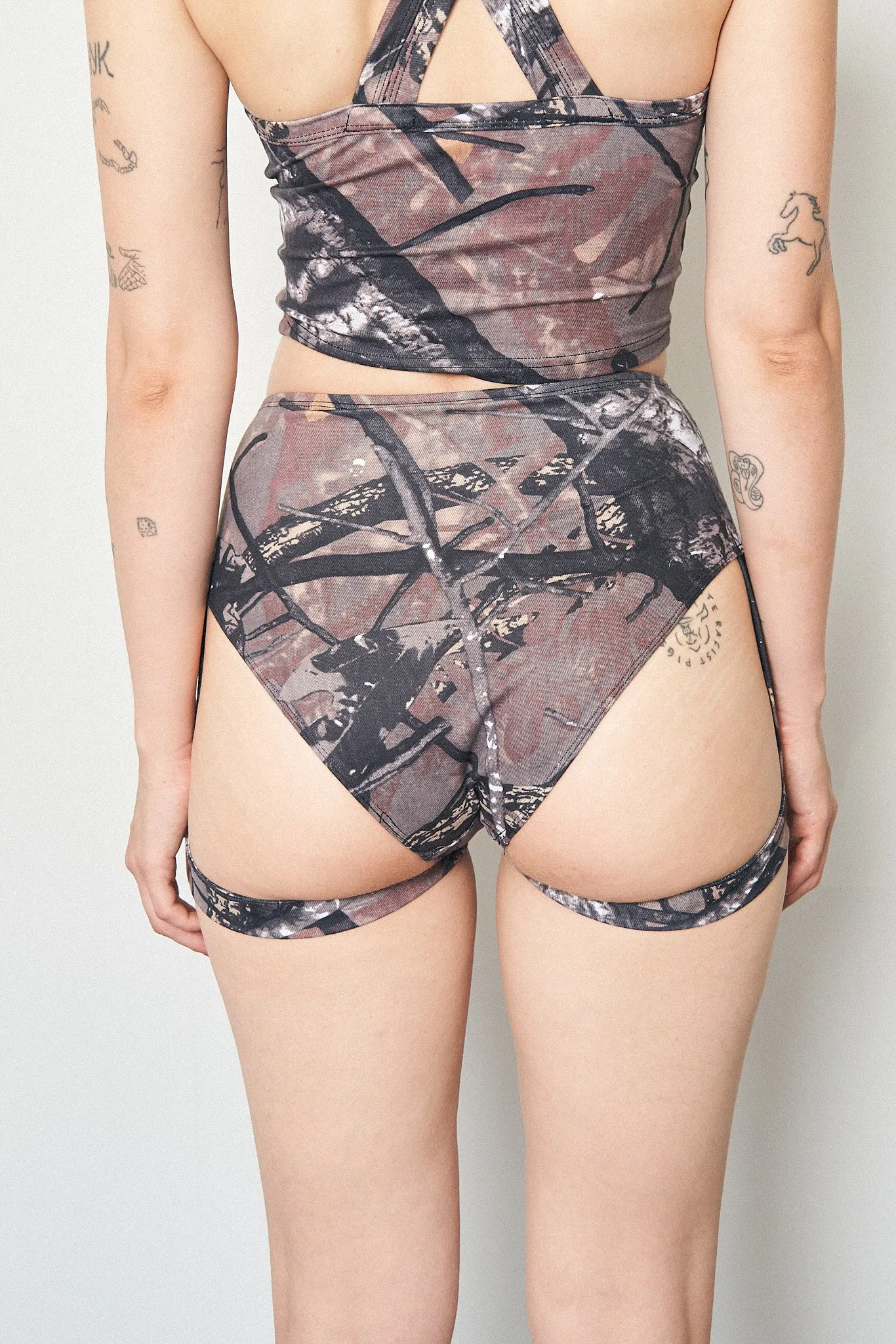 1 left - Forest Camo High Waist Garter Bikini Bottom sold by Fashion Brand Company