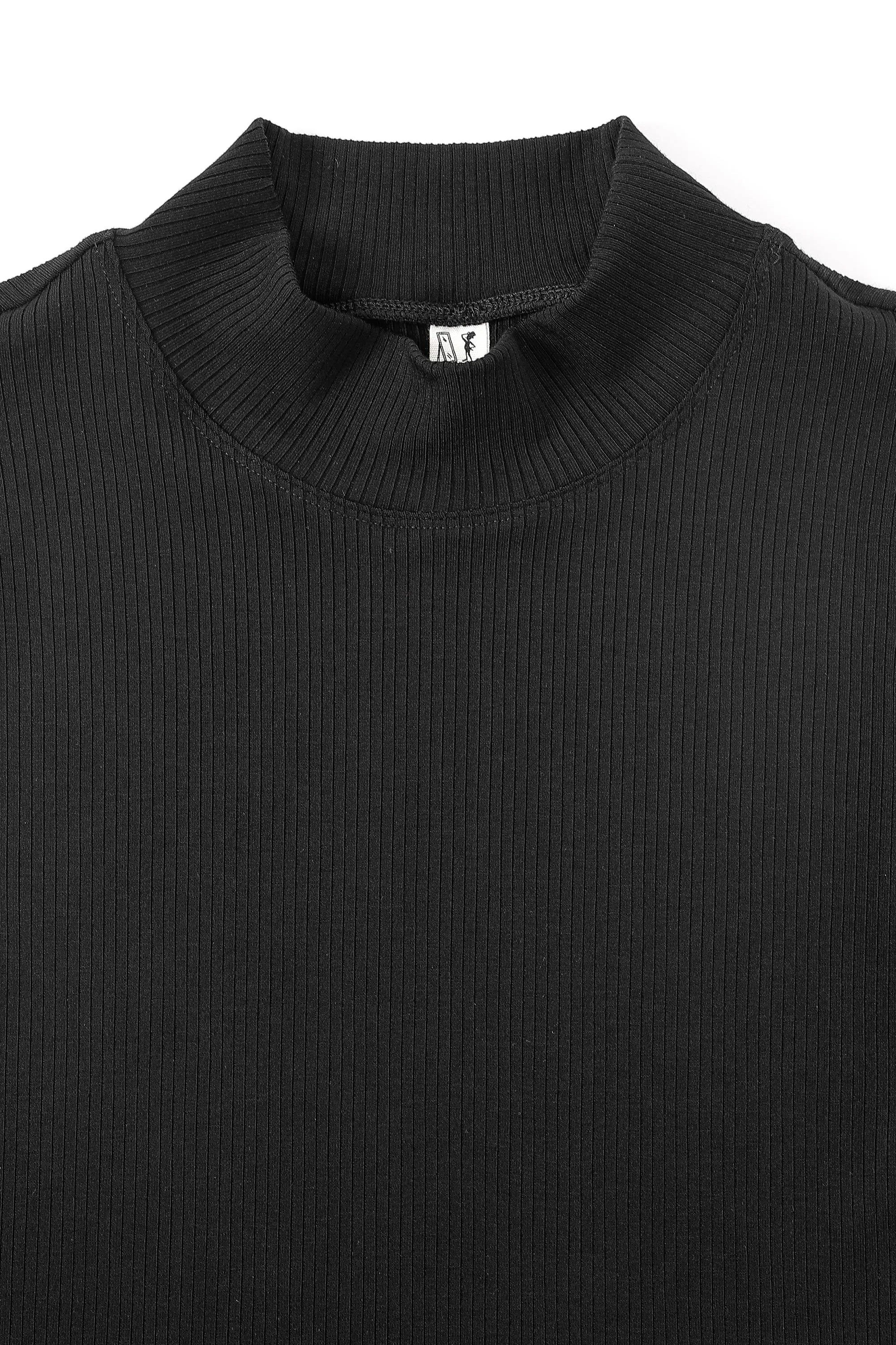 Mock Neck Tencel Rib Short Sleeve Top Black sold by Fashion Brand Company product image thumbnail 3