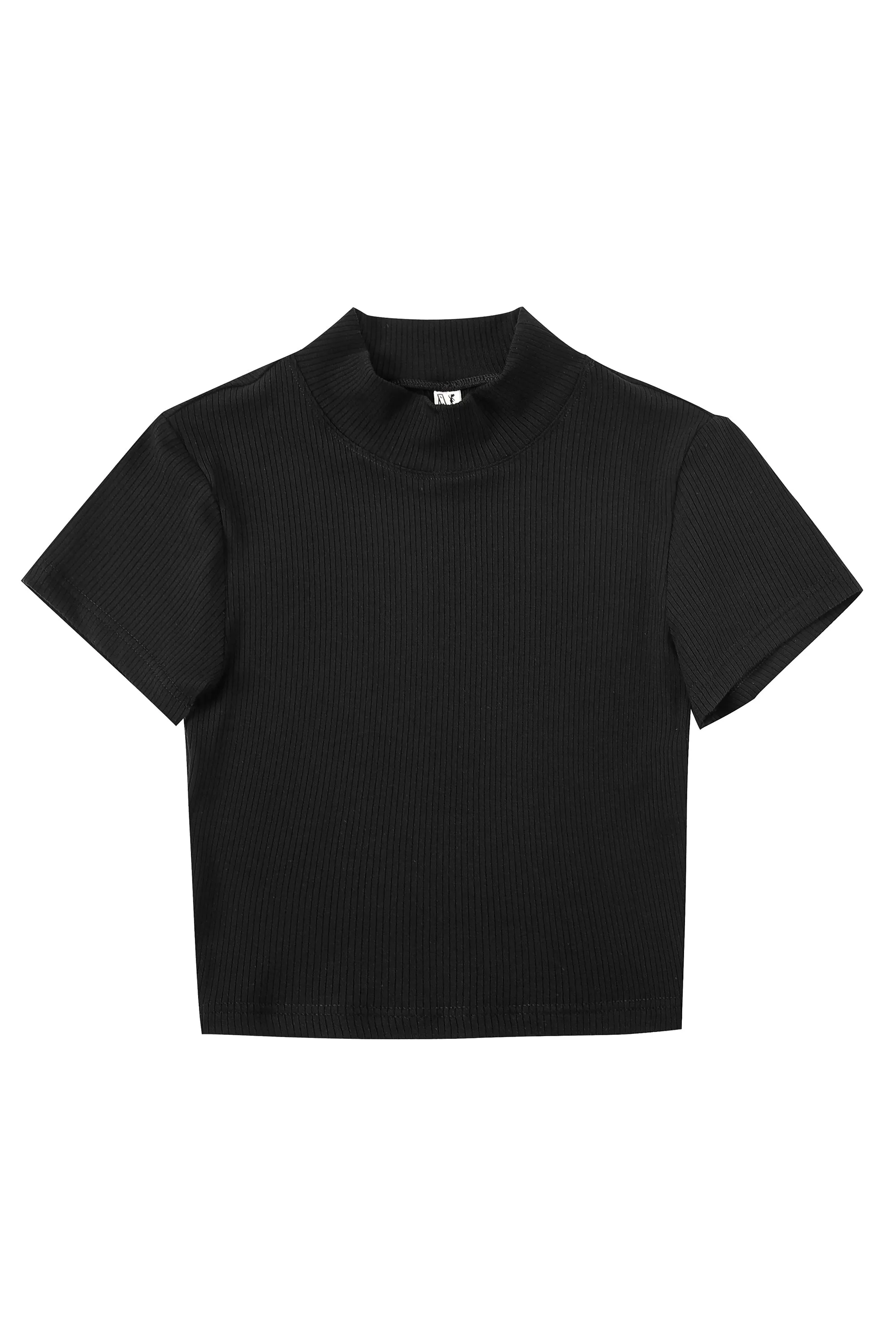 Mock Neck Tencel Rib Short Sleeve Top Black sold by Fashion Brand Company product image thumbnail 2
