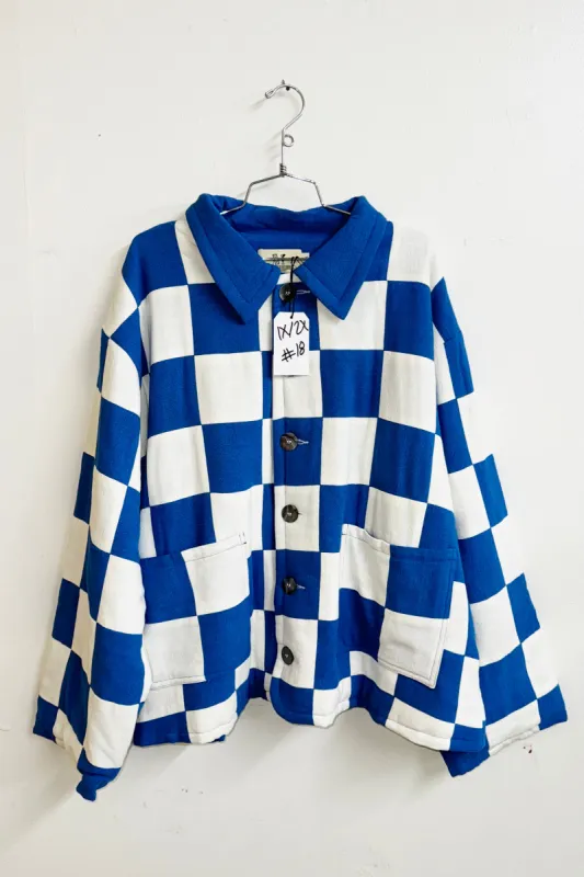 Scrap #18 Blue/White Chessboard Crop Jacket 1X/2X sold by Fashion Brand Company