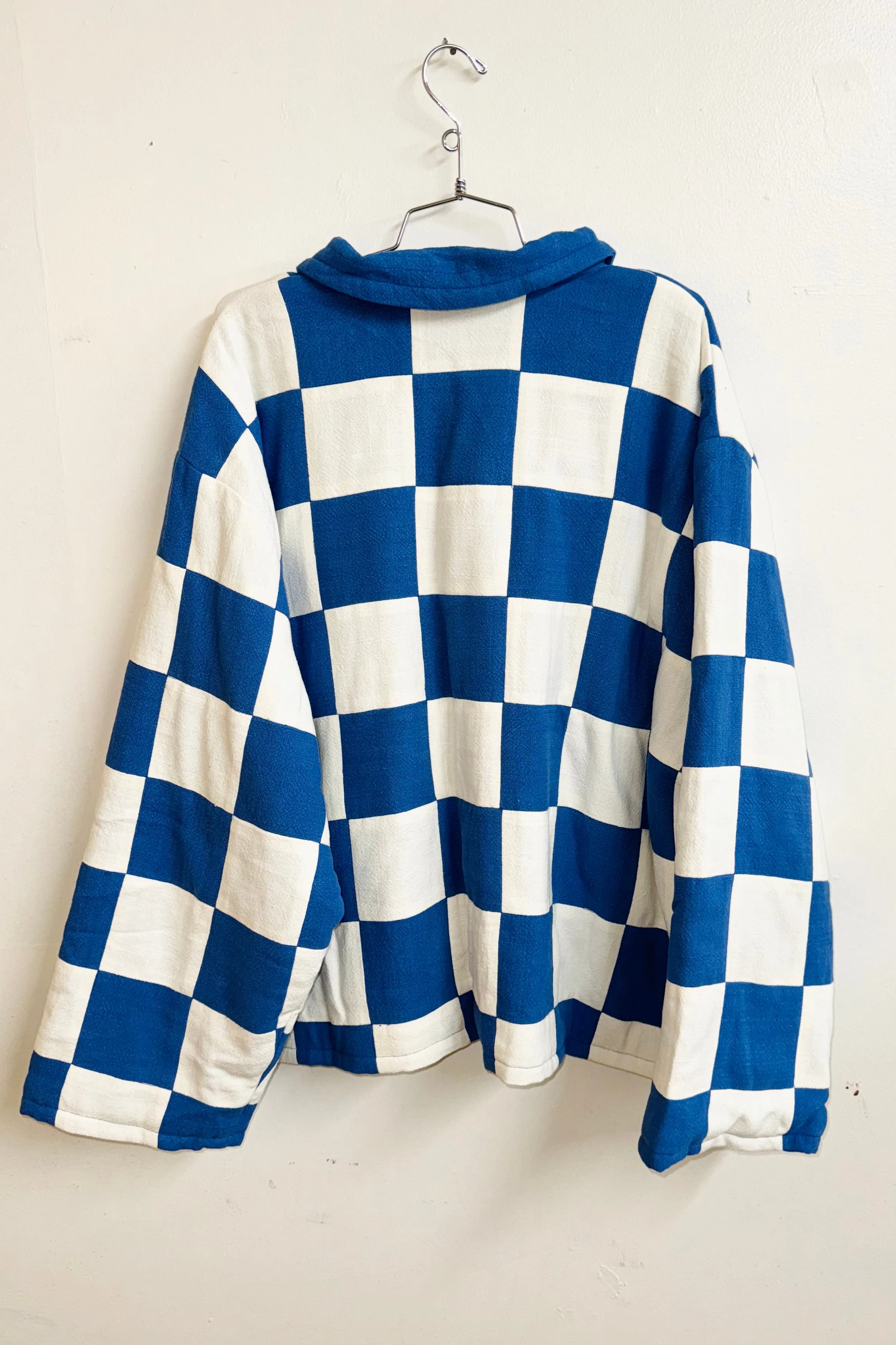 Scrap #18 Blue/White Chessboard Crop Jacket 1X/2X sold by Fashion Brand Company product image thumbnail 2