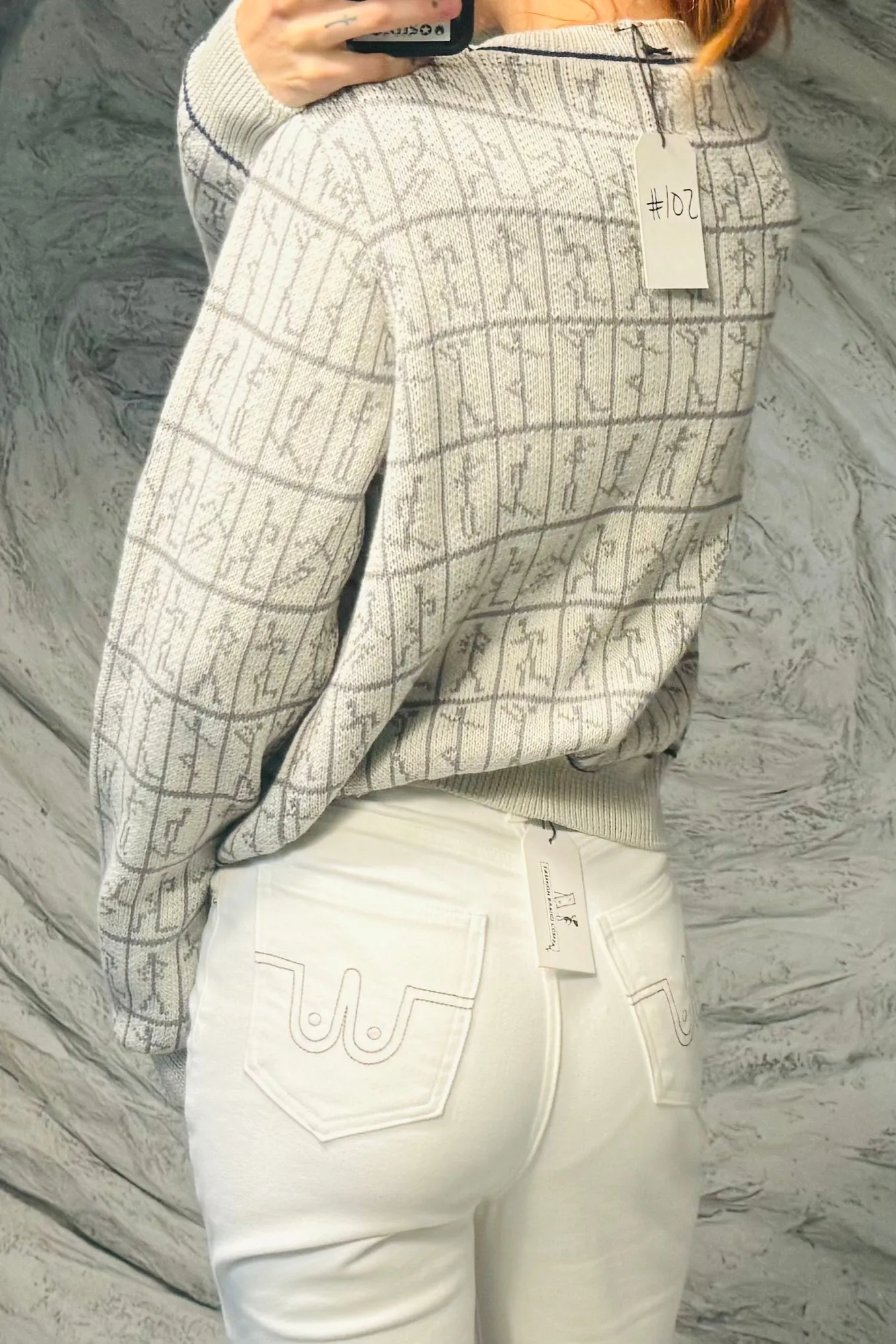 SAMPLE #102 - S/M Dancer Sweater Navy Detailing sold by Fashion Brand Company product image thumbnail 2