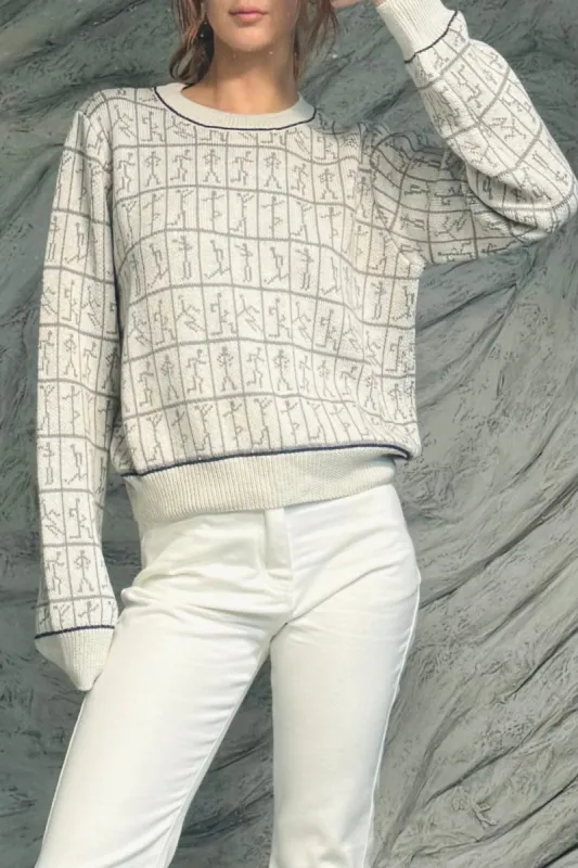 SAMPLE #102 - S/M Dancer Sweater Navy Detailing made by Fashion Brand Company