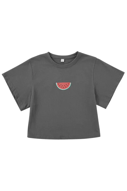 Watermelon Embroidered BENEFIT Tee sold by Fashion Brand Company
