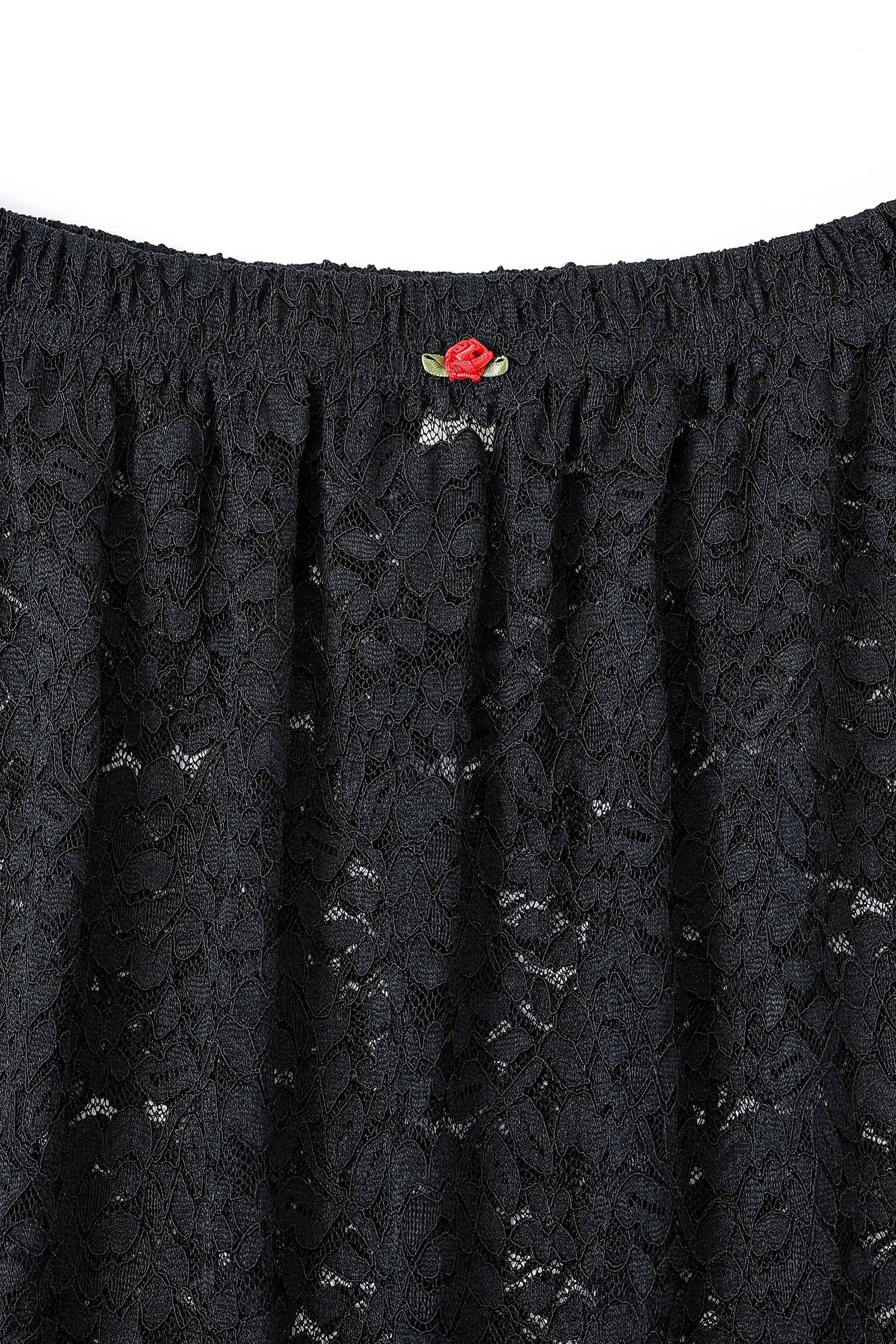Black Rose Lace Rosette Skirt sold by Fashion Brand Company product image thumbnail 5