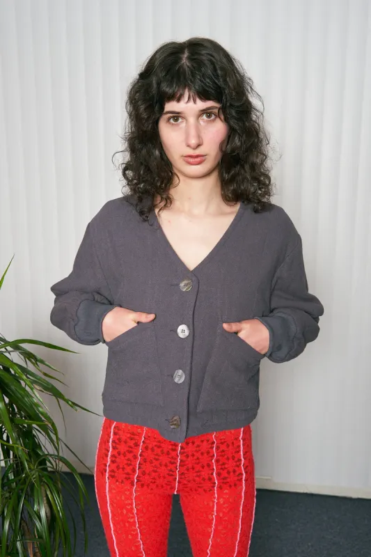Survival Cropped Liner Jacket Charcoal Linen made by Fashion Brand Company