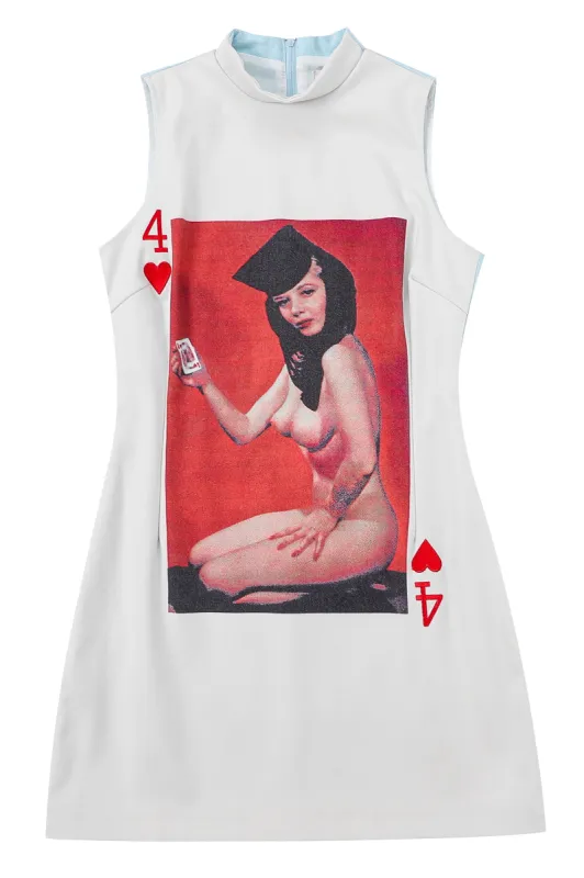 2 left - 4 of Hearts Nudie Card Mockneck Mini Dress | Parallel