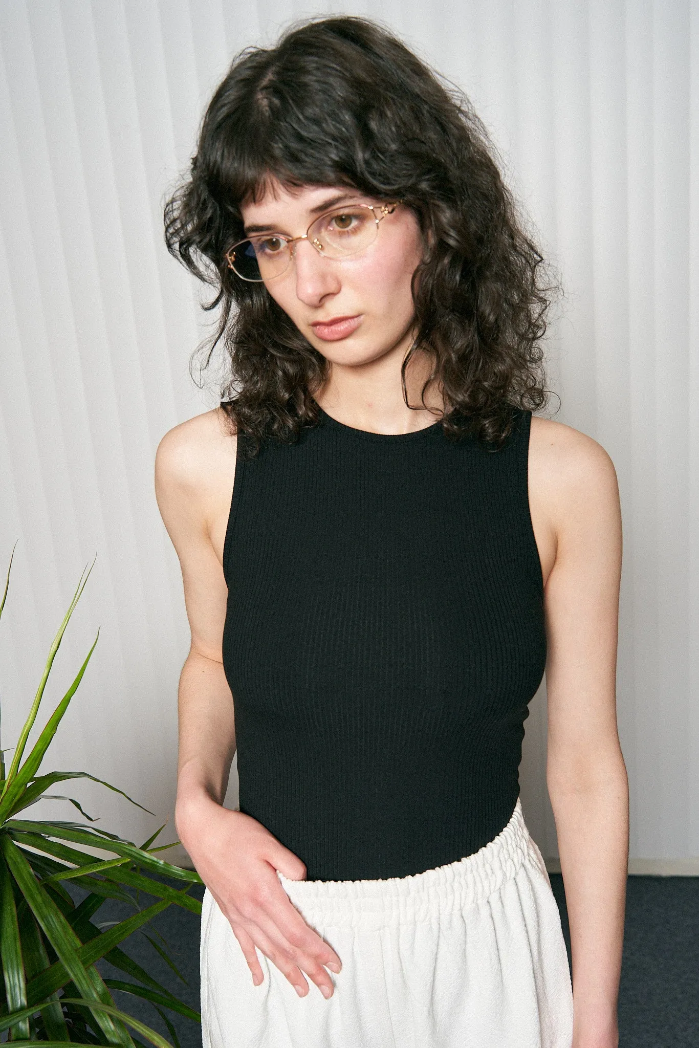 Tencel Rib Crop Tank BLACK sold by Fashion Brand Company