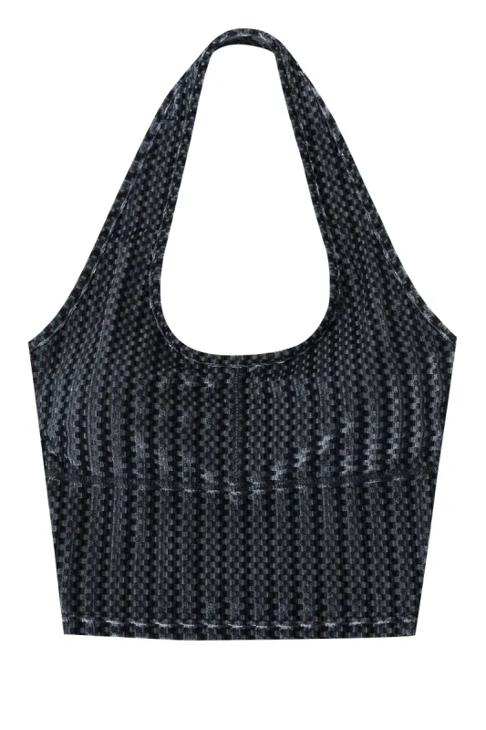 Steel Textured Velvet Bra Halter Top sold by Fashion Brand Company