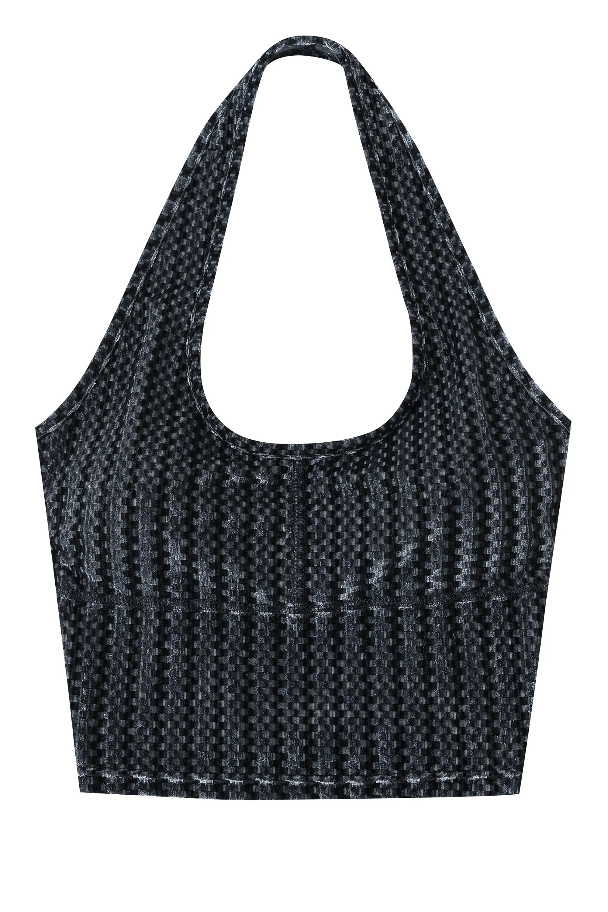 Steel Textured Velvet Bra Halter Top sold by Fashion Brand Company