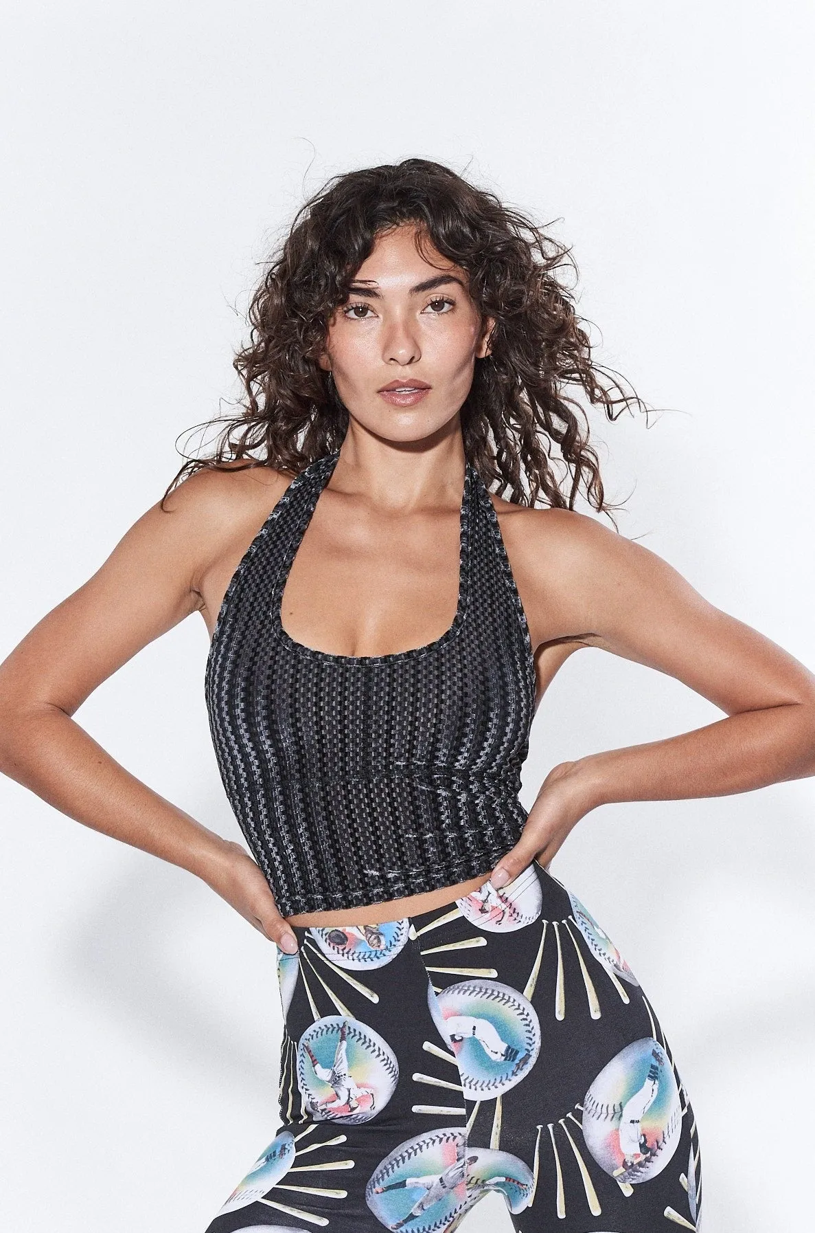 Steel Textured Velvet Bra Halter Top sold by Fashion Brand Company product image thumbnail 3