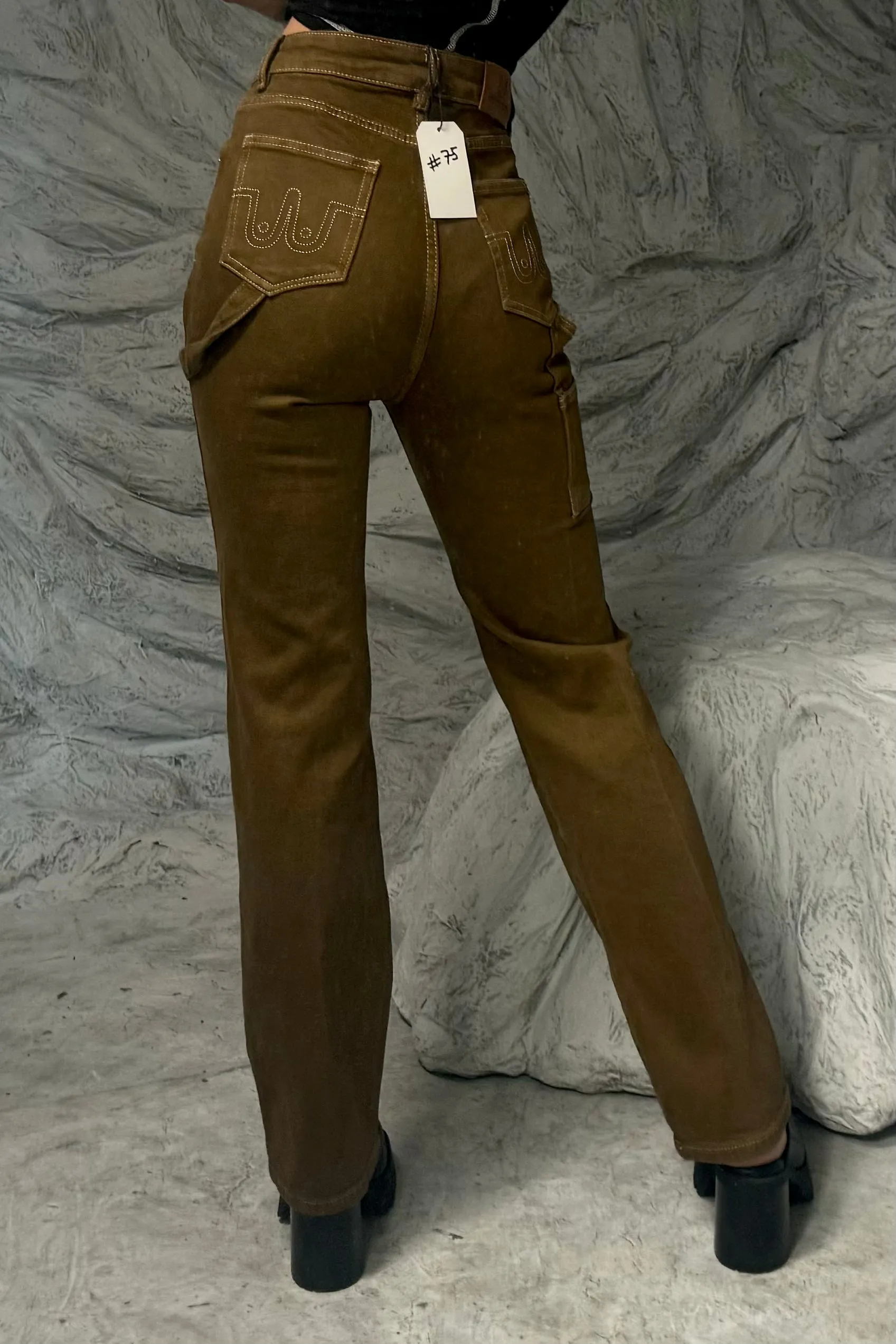 SAMPLE #75 - S Green/Brown denim farm jeans sold by Fashion Brand Company product image thumbnail 2