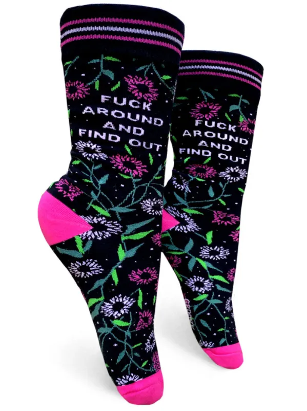 Fuck Around Womens Crew Socks sold by Forest Ink