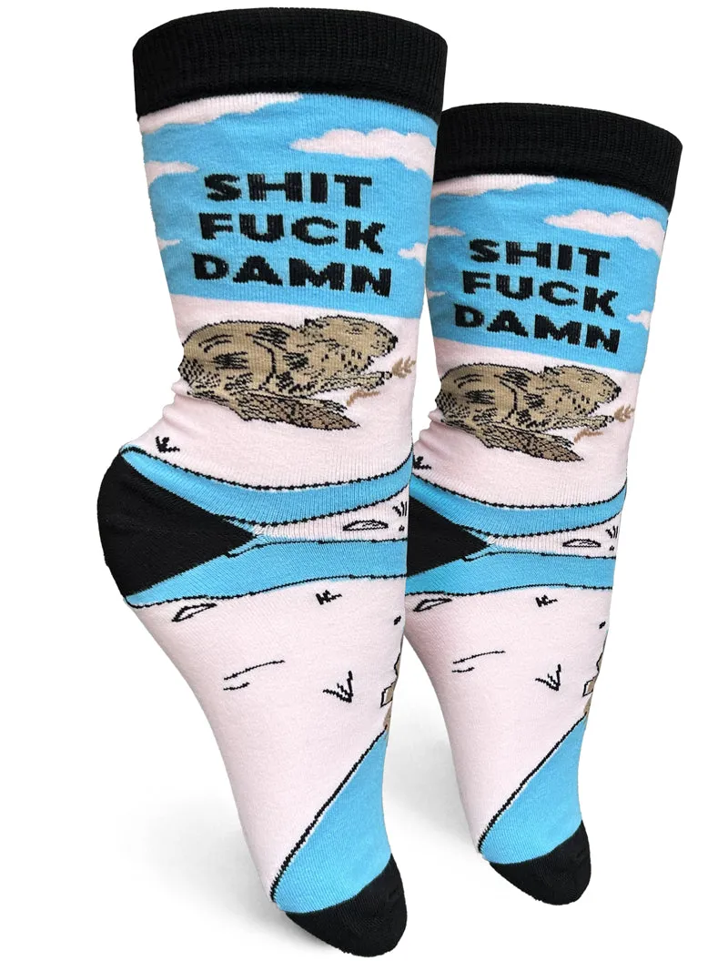 Shit Fuck Damn Womens Crew Socks sold by Forest Ink