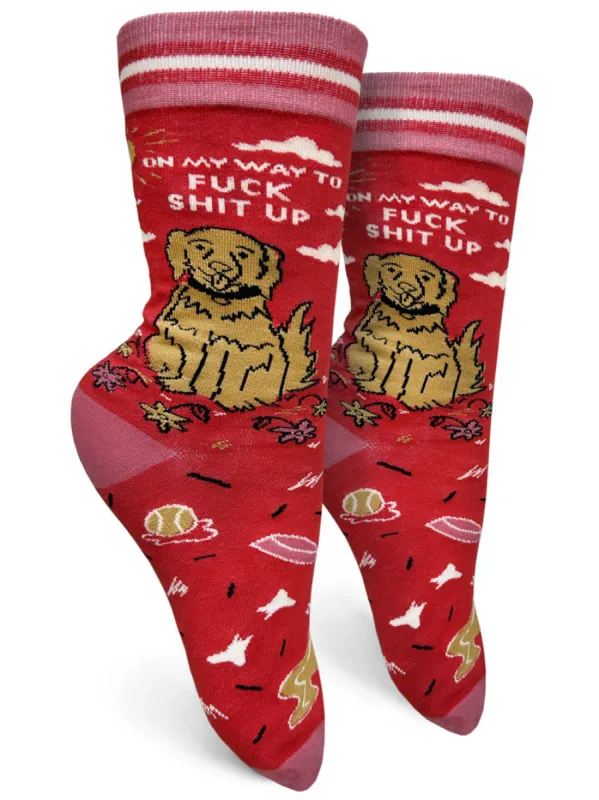 On My Way To Fuck Shit Up Womens Crew Socks sold by Forest Ink