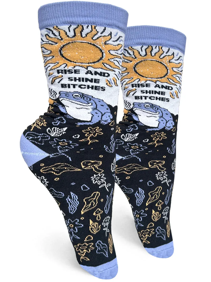 Rise And Shine Bitches Womens Crew Socks sold by Forest Ink