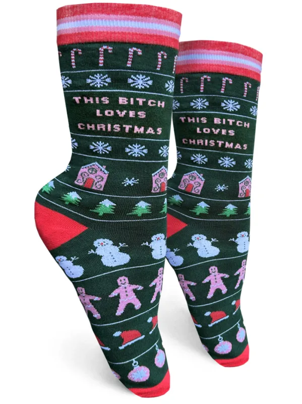 This Bitch Loves Christmas Womens Crew Socks sold by Forest Ink