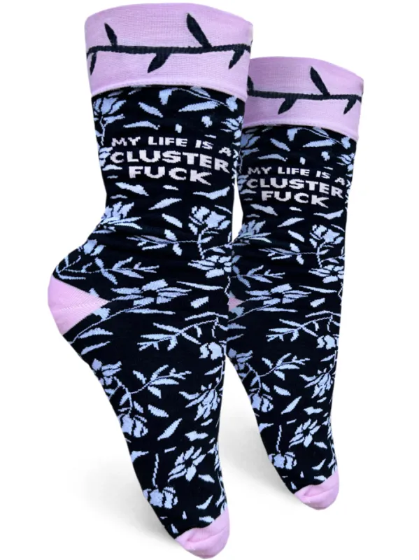 My Life is a Cluster Fuck Womens Crew Socks sold by Forest Ink