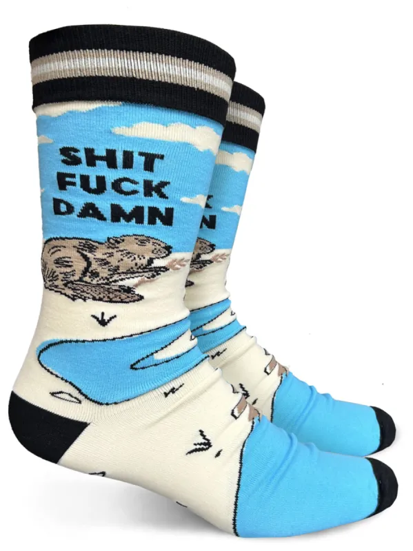 Shit Fuck Damn Mens Crew Socks sold by Forest Ink