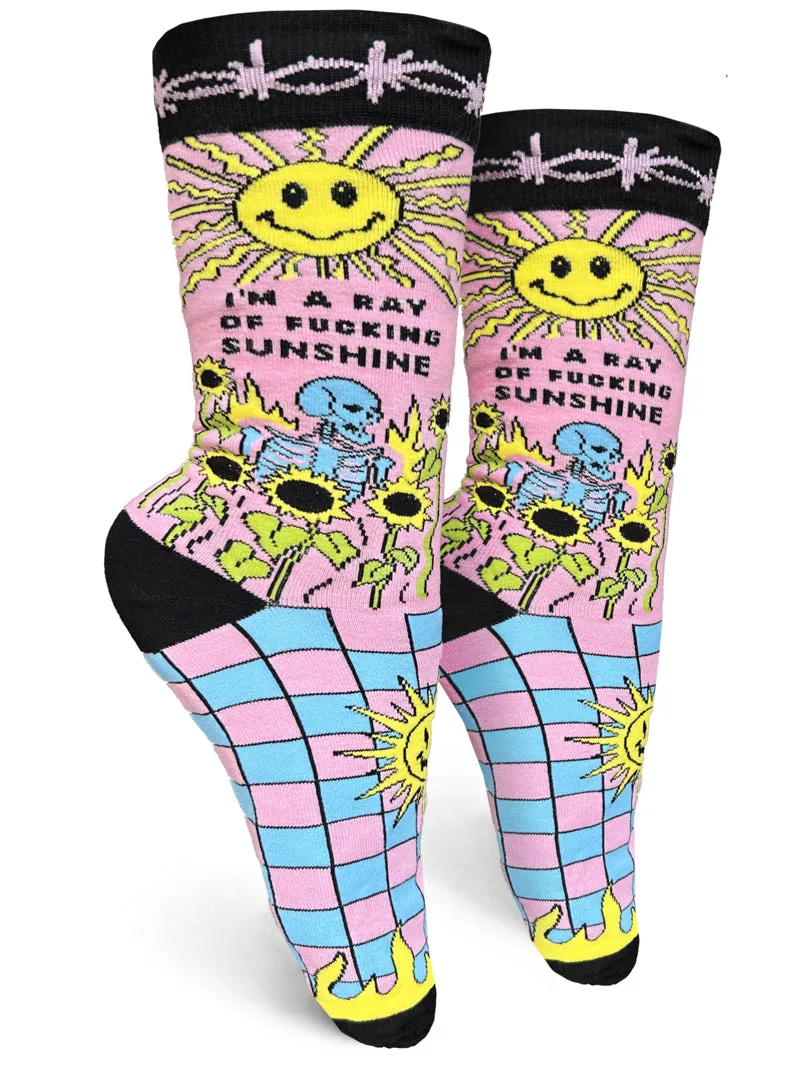 I'm A Ray Of Fucking Sunshine Womens Crew Socks sold by Forest Ink
