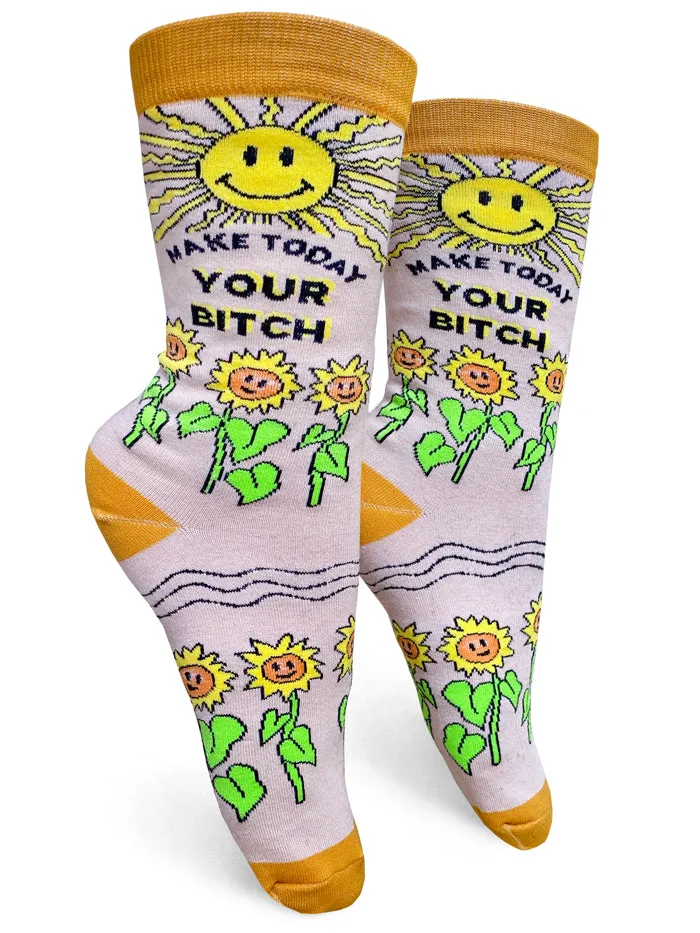 Make Today Your Bitch Womens Crew Socks sold by Forest Ink