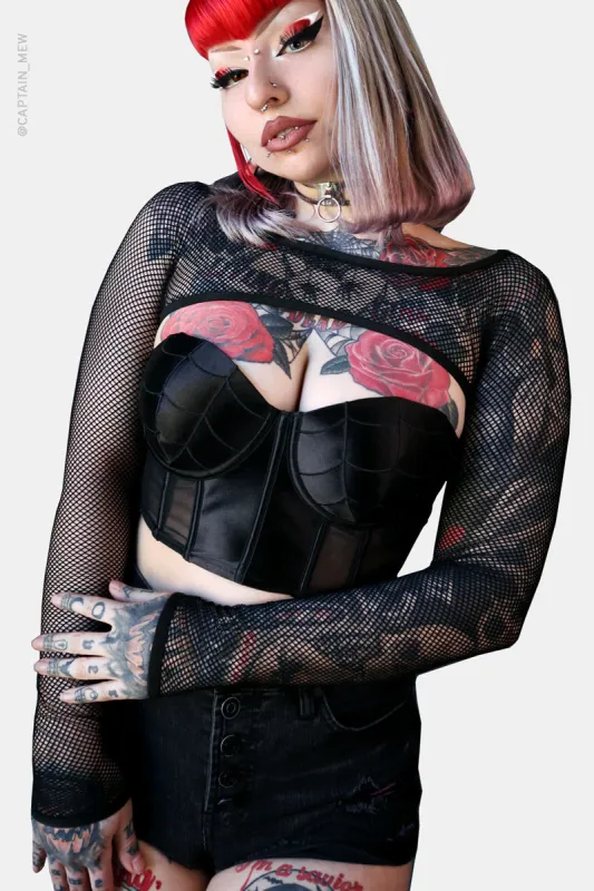 Helena Fishnet Super Crop Top sold by Forest Ink